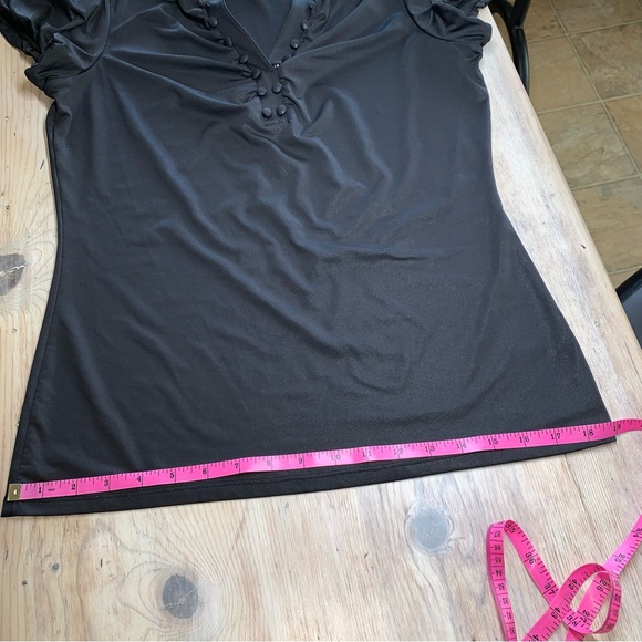 Black Puff Sleeve Button Detail Top - Picture 9 of 12